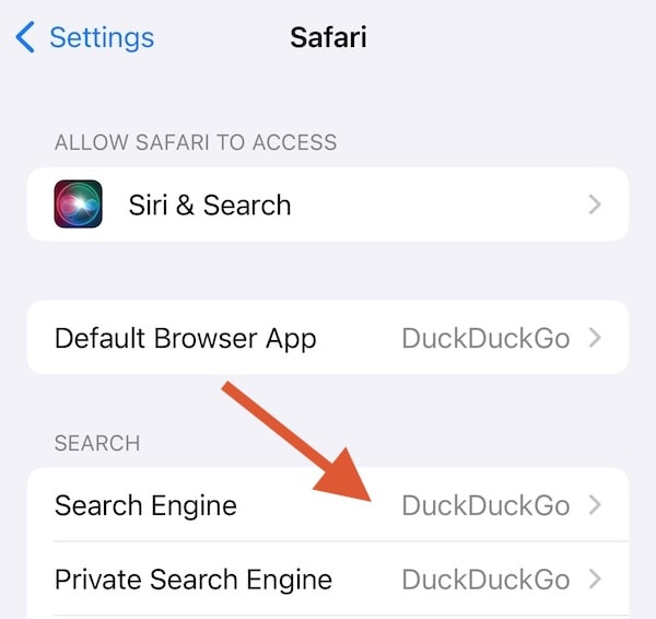 Safari iOS settings
