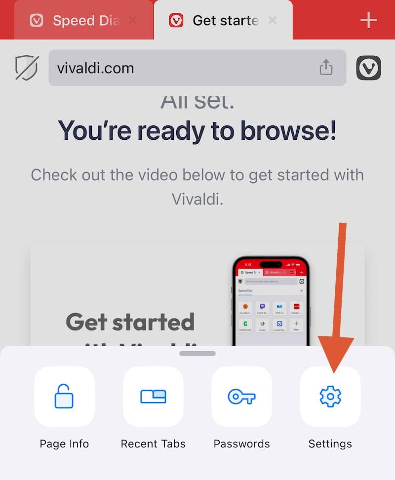 Vivaldi iOS click settings