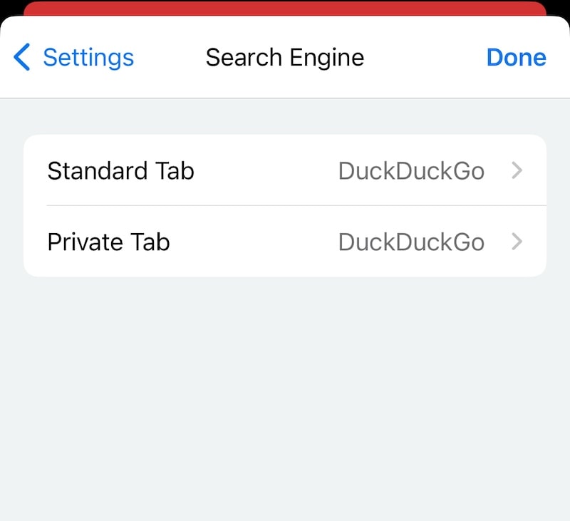 Vivaldi iOS default search last step